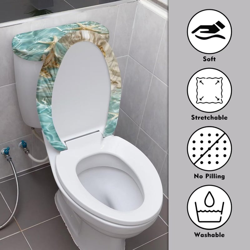 CREAMIC Starfish Shell Toilet Lid Cover and Toilet Tank Cover Soft Plush Seat Covers Tank Lip Covers Fits Most Toilet Tanks & Lids Bathroom Decoration Accessories - Image 3